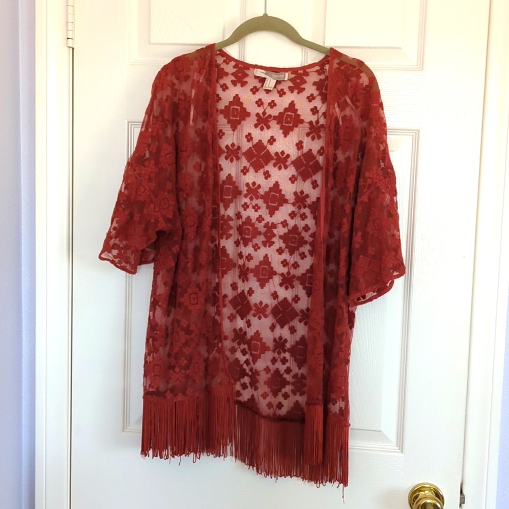 Forever 21 Sheer Lace Short Kimono